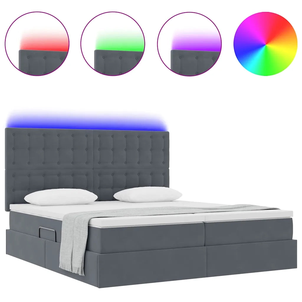 Letto con testiera Grigio scuro 180 x 200 cm Velluto