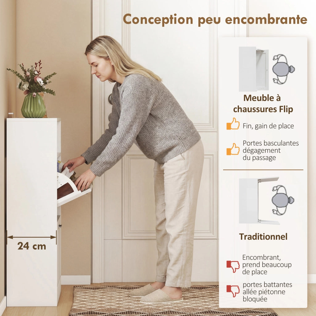 Scarpiera 8 paia ¨C Minimal ¨C bianco 2 cassetti e ripiani regolabili