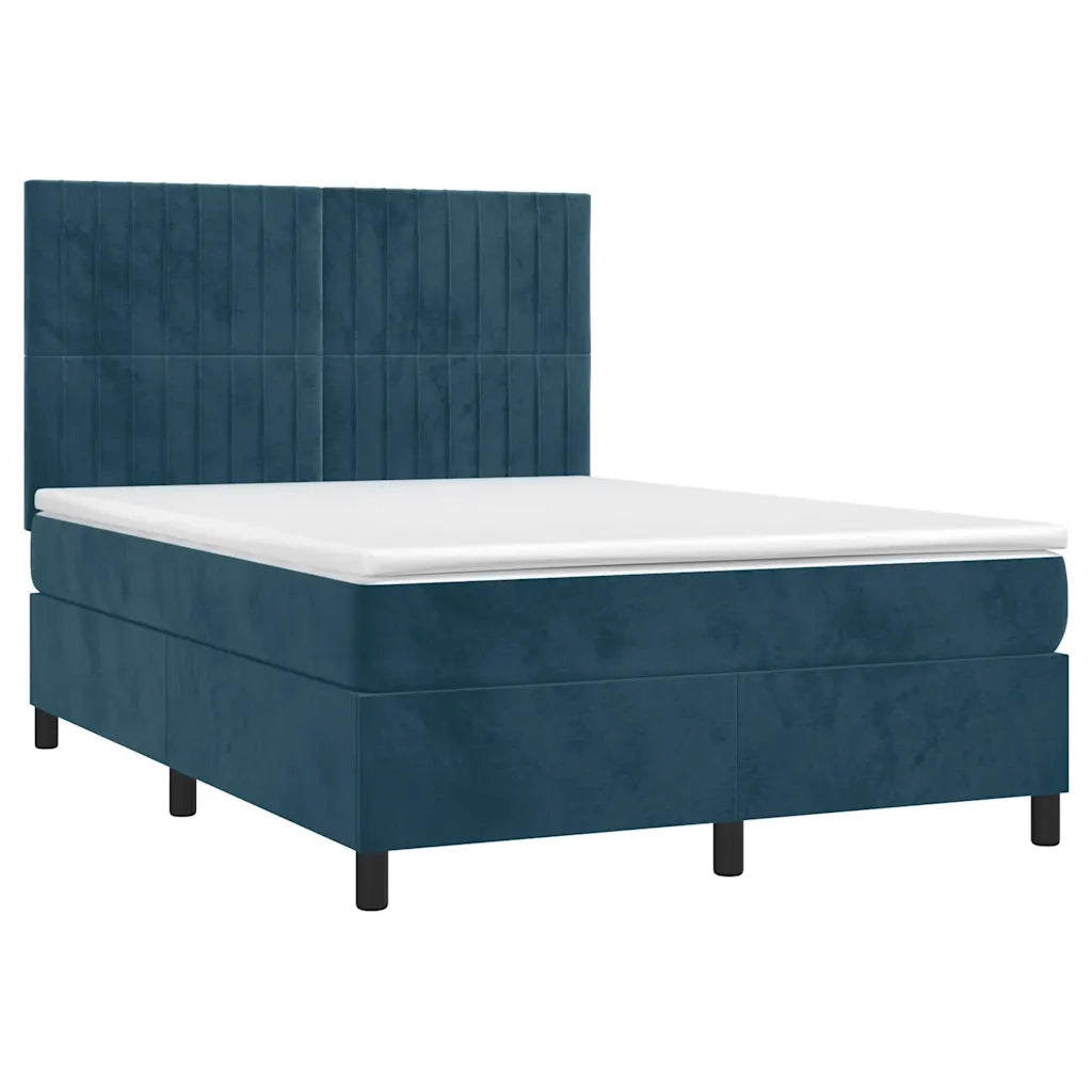 Giroletto a Molle con Materasso Blu Scuro 140x190 cm in Velluto 3143143