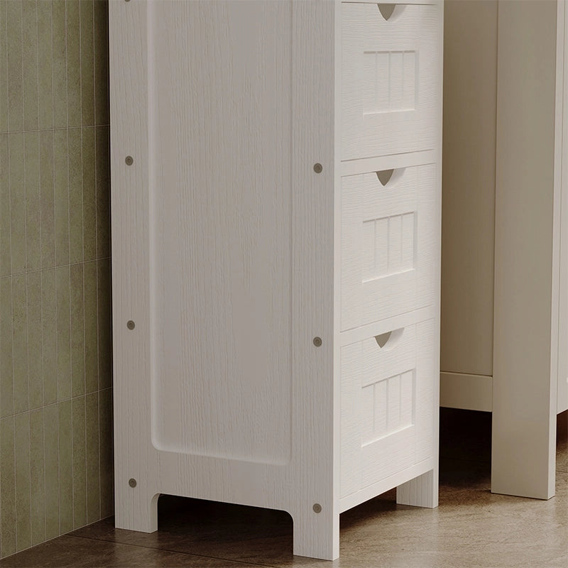 Mobiletto da bagno stretto, bianco, con ripiani, stile scandinavo