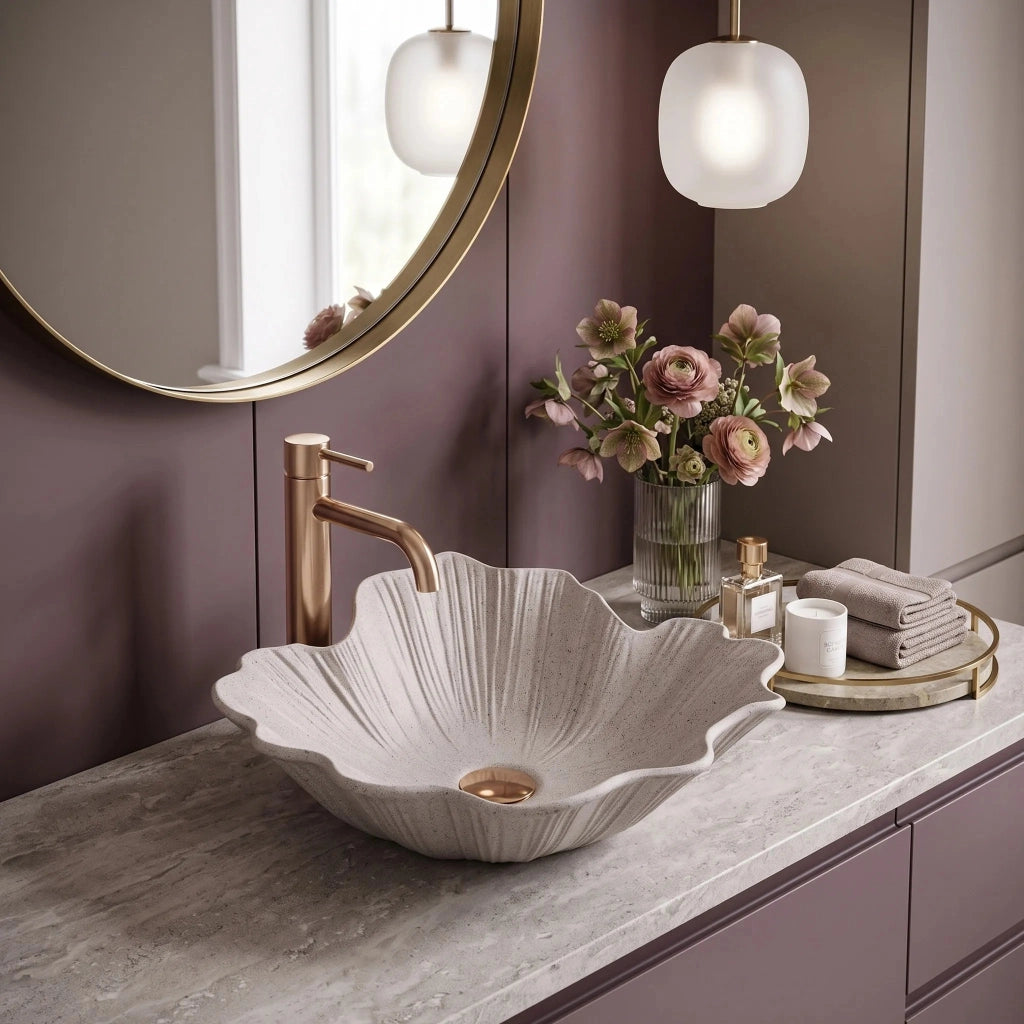 Lavabo Da Appoggio Rea Flower Beige