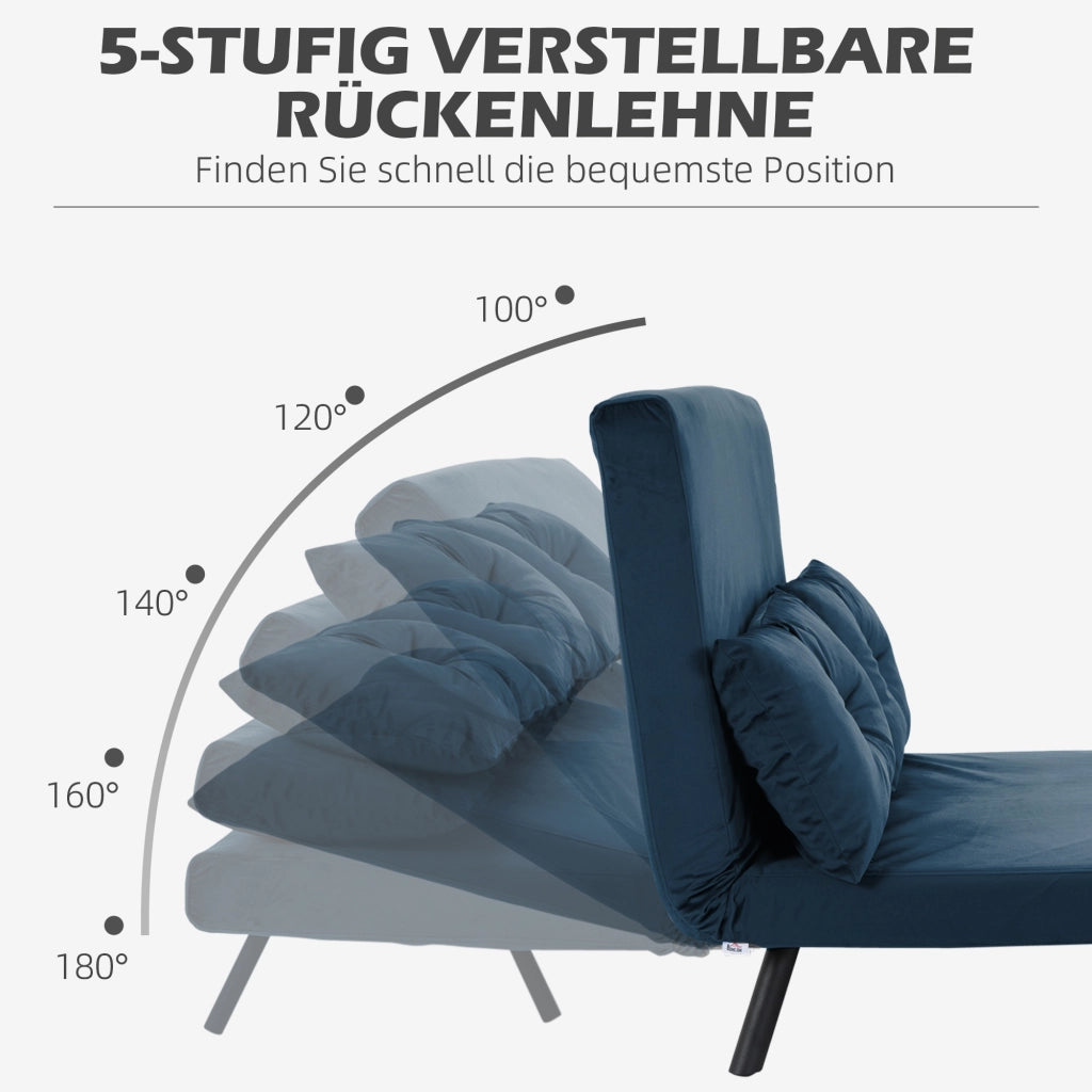 Divano letto 2 posti in velluto ¨C Xylo ¨C con 2 cuscini, beige e blu