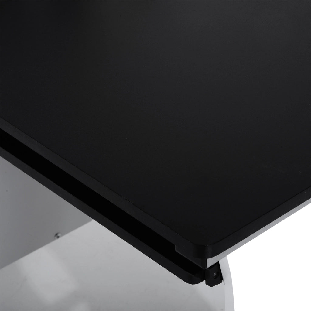 Scrivania per Computer con Ripiano, Cassetto e Armadietto ¨C Minimal ¨C Bianca e Nera, MDF e Ferro, 100x52x75 cm