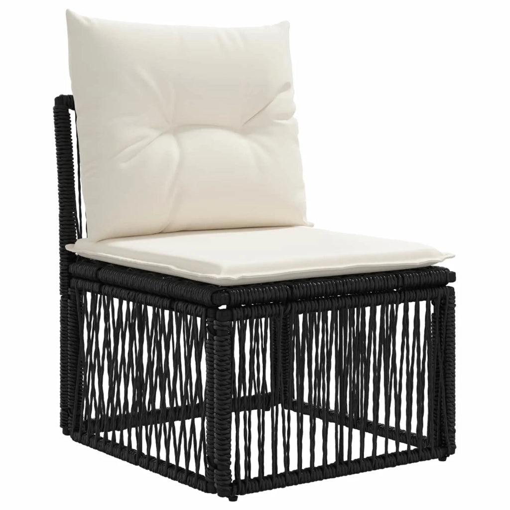 Set Divano da Giardino 9 pz Nero e Bianco Crema polyrattan 3436645