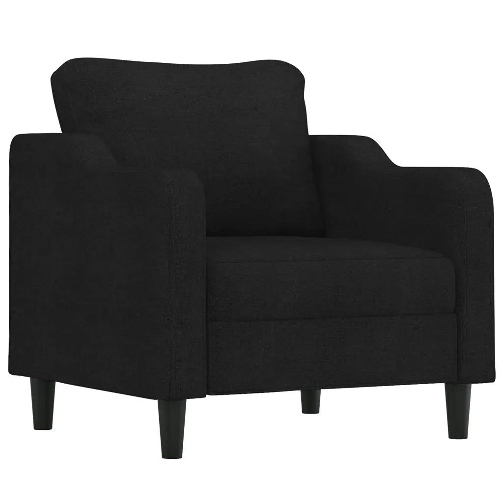 Set di Divani 3 pz con Cuscini Nero in Tessuto