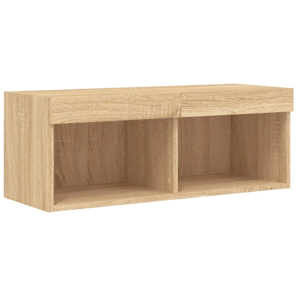 Mobile TV multimediale scaffale TV credenza mobile TV sala da pranzo soggiorno camera da letto con illuminazione a LED 4 pezzi legno ingegnerizzato rovere Sonoma marrone 02_0029362