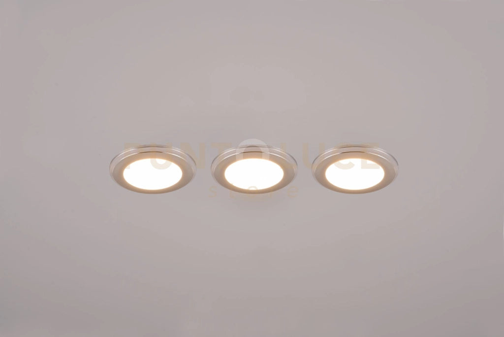 ARGUS KIT 3 FARETTI DA INCASSO LED 1W-4W 350lm, 3000K ROTONDI BORDO CROMATO + FUNZIONE RGB D. 8,2CM DIMMERABILE