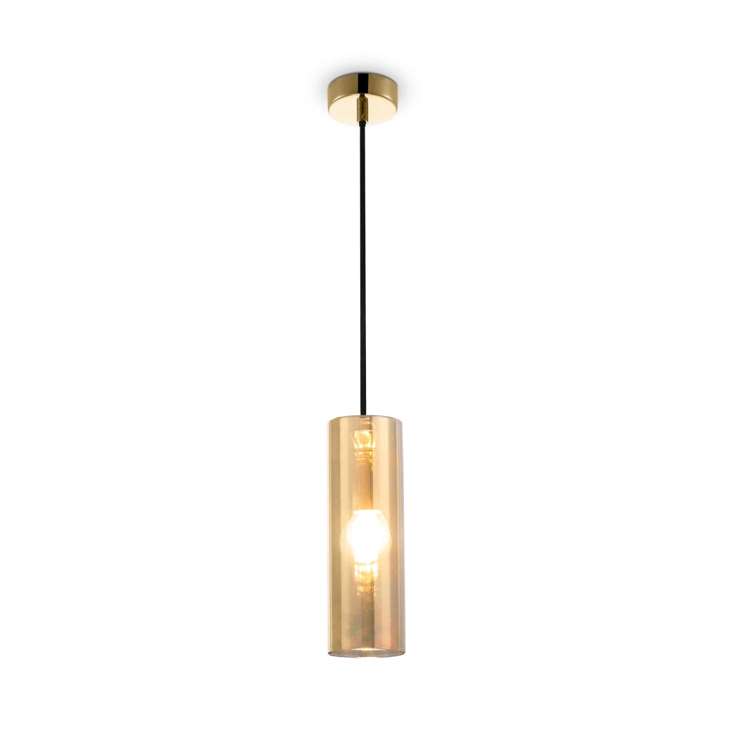 Lampada a sospensione tubo vetro Gioia Maytoni ottone E14