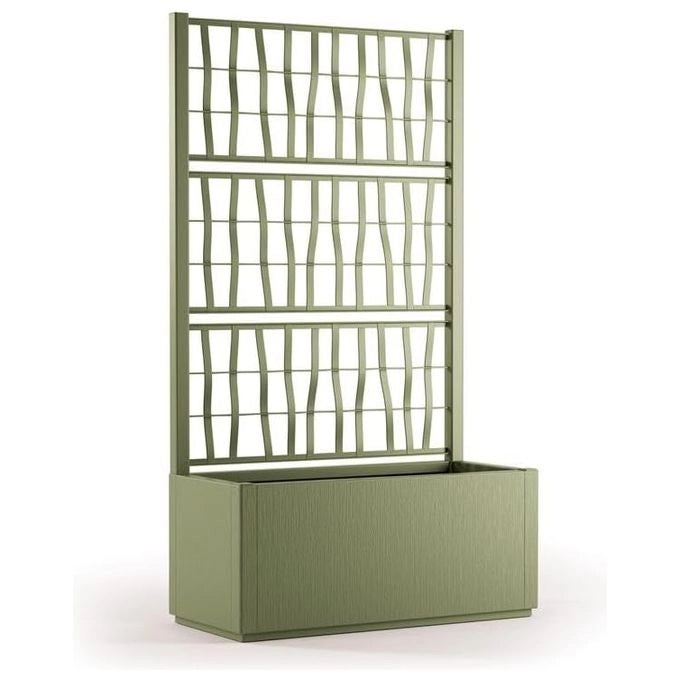 Fioriera Ethica rettang. 80 cm c-spalliera verde oliva
