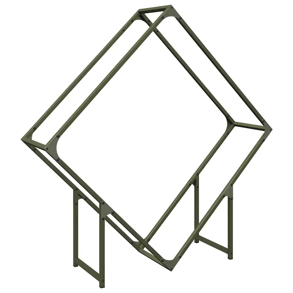 vidaXL Rastrelliera per Legna da Ardere Verde Oliva 100x25x100 cm