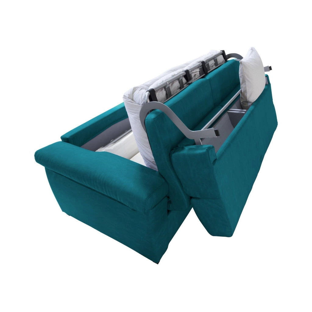 Seui, Divano Letto 2 Posti Sfoderabile Made in Italy, 185x95 cm Azzurro