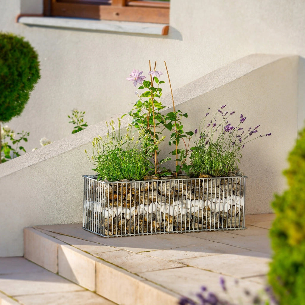 Vaso per gabbioni KADAX, copertura per gabbioni in acciaio per fiori, giardino in pietra, esterno