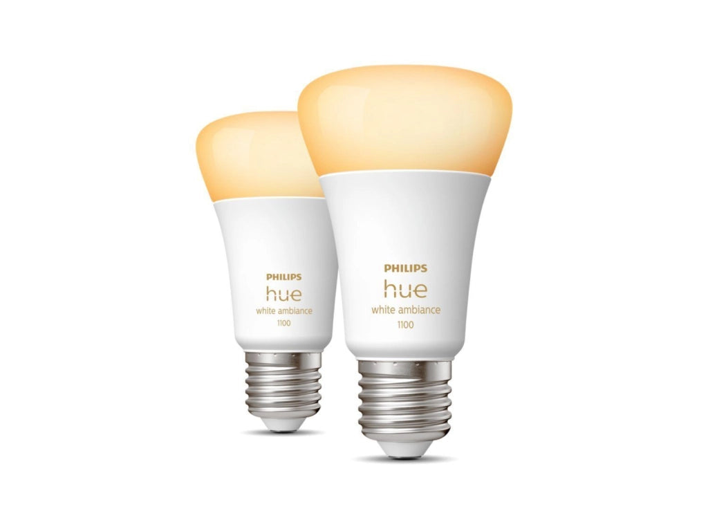 Philips Hue 929002468404 White Ambiance Lampadina LED Smart A60 E27 8W 1100 lm Dimmabile Bluetooth ZigBee Confezione da 2 colore Bianco