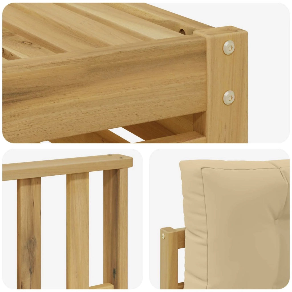 Set di divani da esterno 9 pz Bianco e Beige Poliestere 3390718