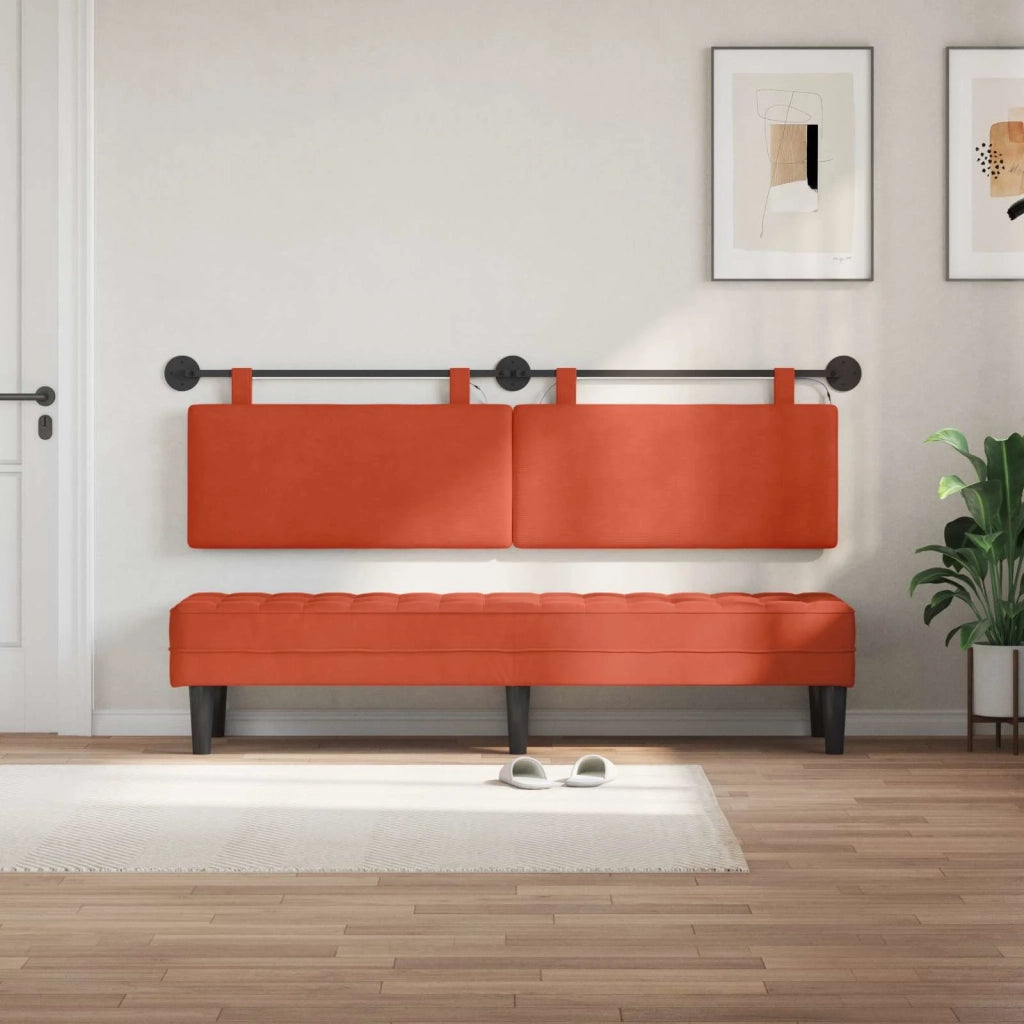 Testiera | Testata sospesa Con luce LED Rosso Arancio Tessuto in Cords