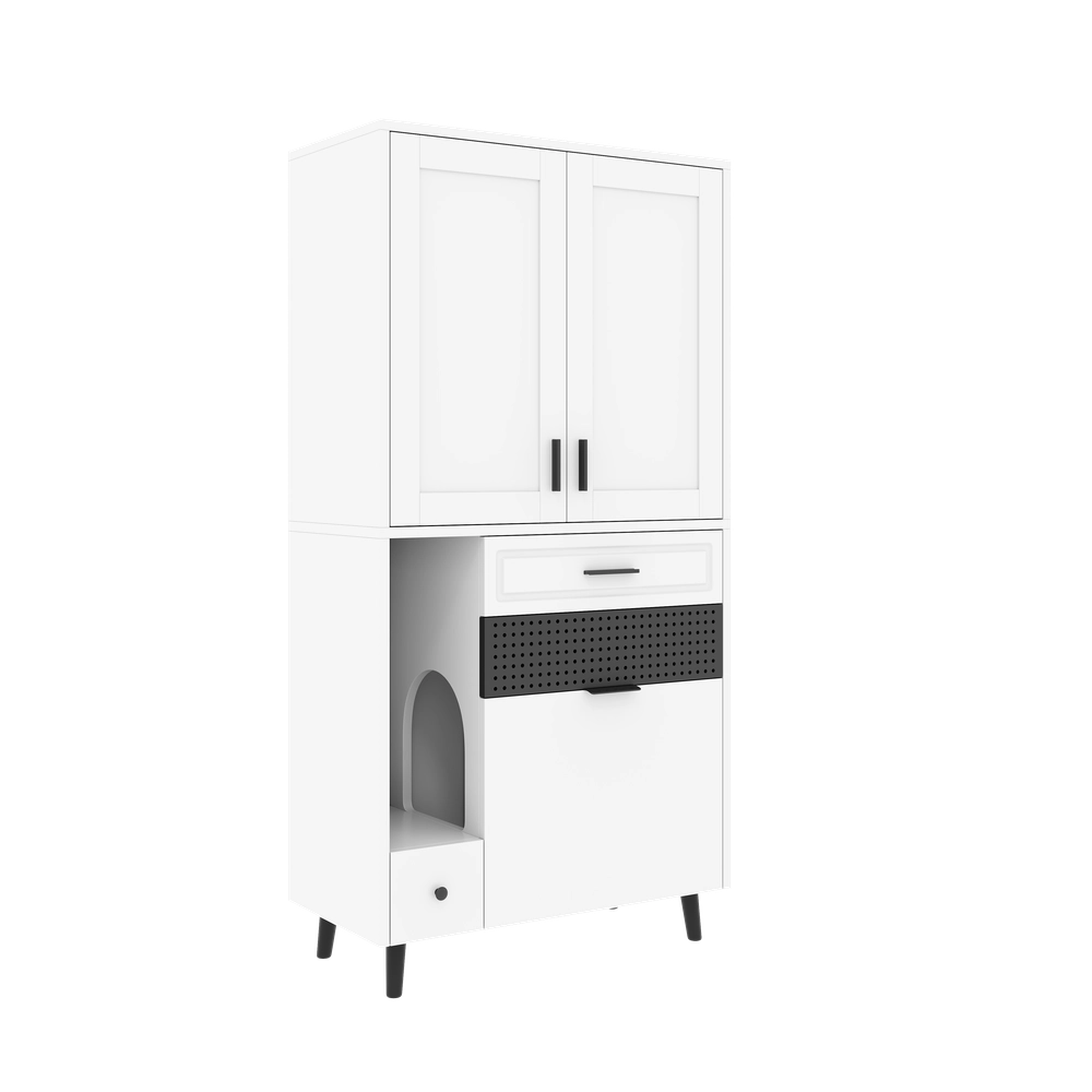 Mobile Multifunzionale per Gatti con Cassetti e Cuccia ¨C MINIMAL ¨C Legno con Ripiani Regolabili