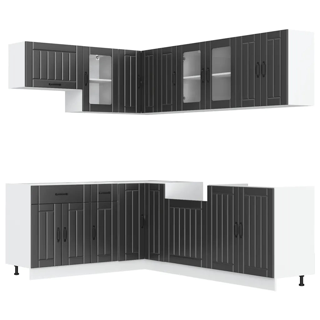 Set Mobili da Cucina 11 pz Lucca Neri Legno Multistrato 3314892