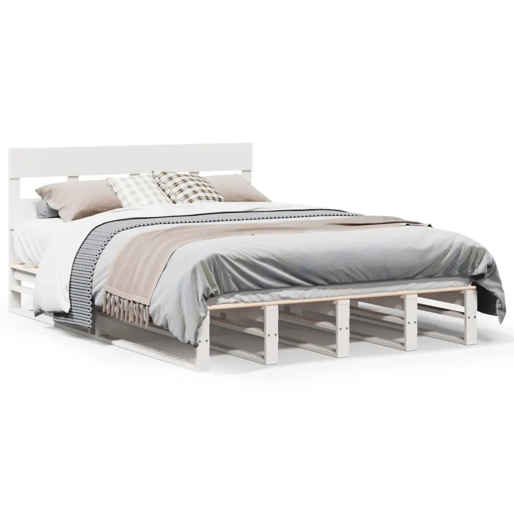 Letto senza Materasso-Struttura Letto Bianco 160x200 cm Legno Massello di Pino 385013