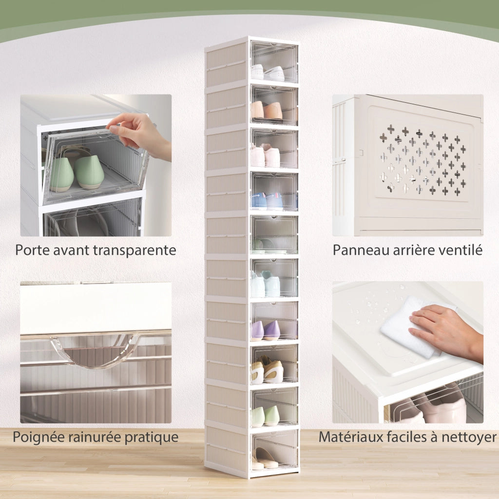 Scatole per scarpe pieghevoli in plastica ¨C Minimal ¨C bianco, 10 pezzi