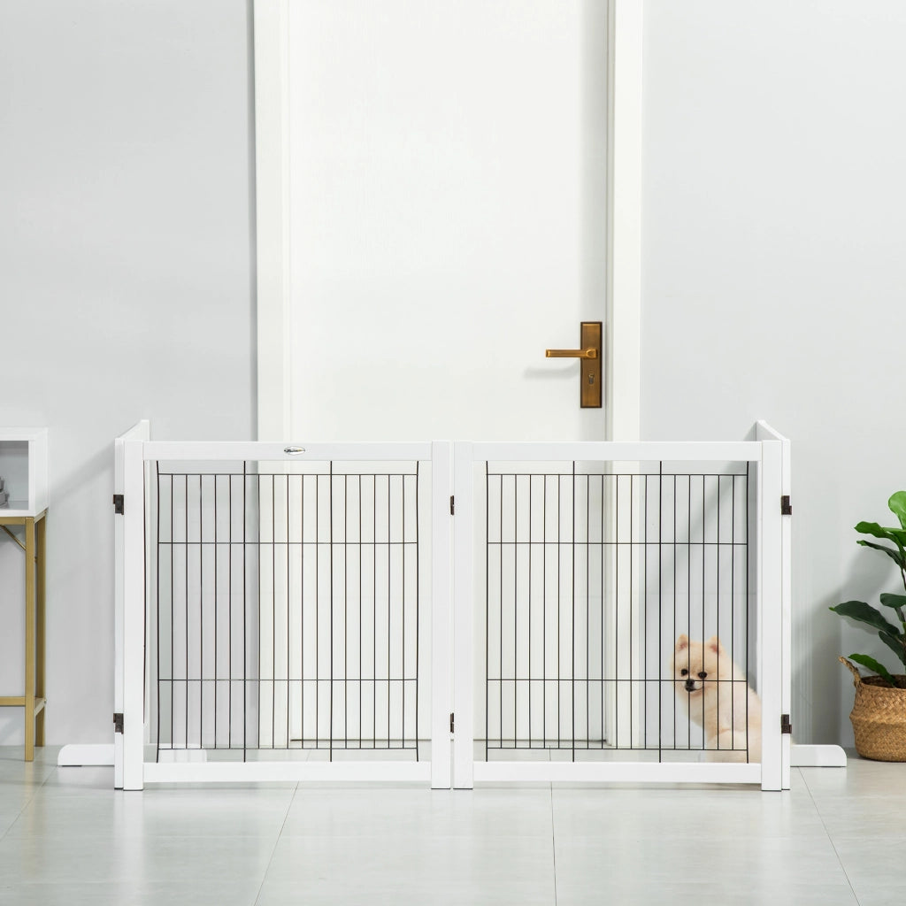 Cancello per Cani in Legno ¨C zephmum ¨C 305x82 cm Bianco