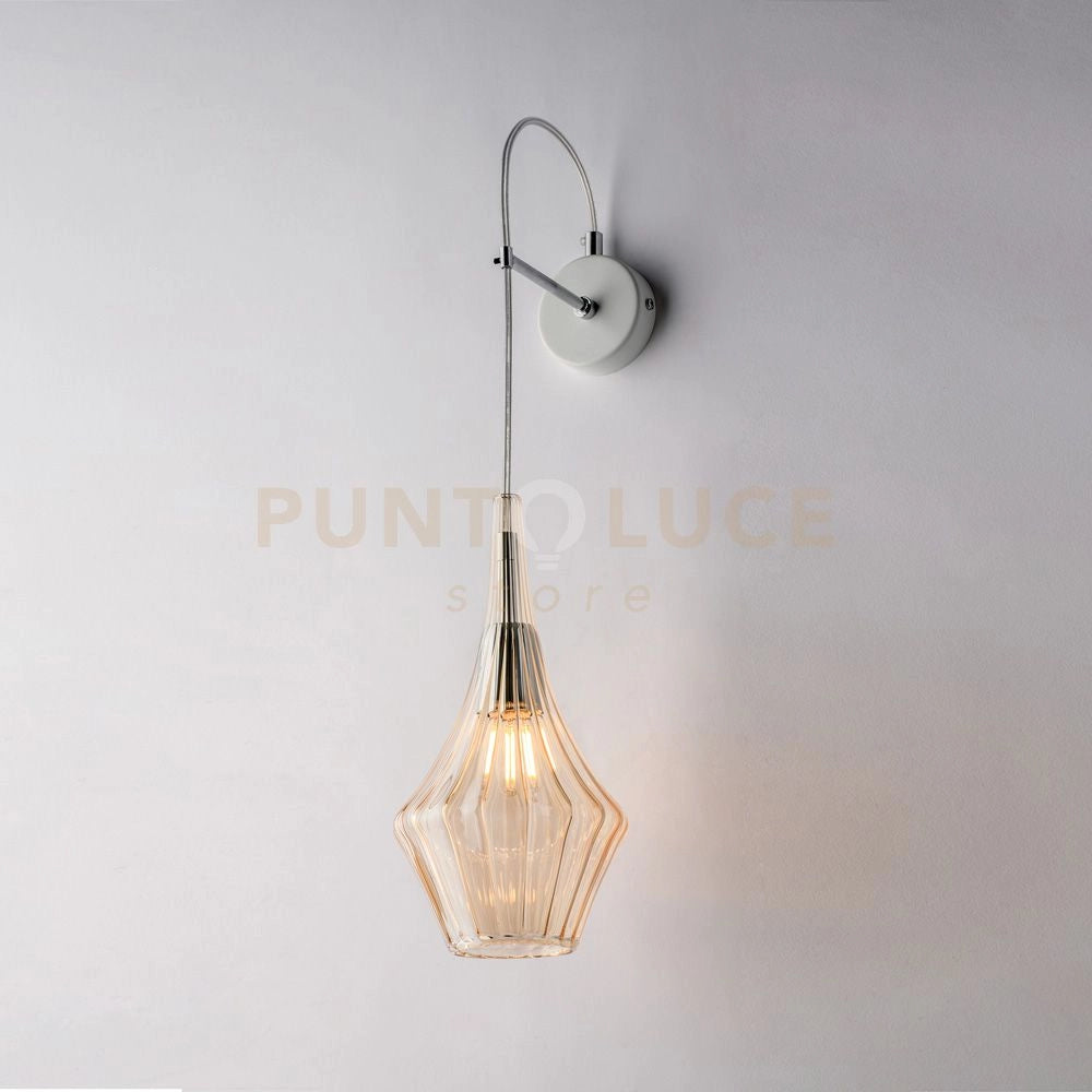Applique in ferro con vetro ambra pyrex 1 luce Zeus