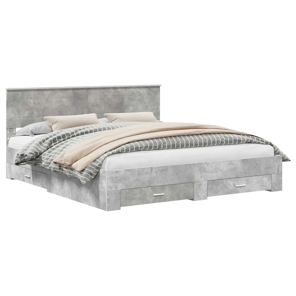 Letto matrimoniale | Letto per adulti | Struttura del letto con testiera Grigio cemento 200 x 200 cm