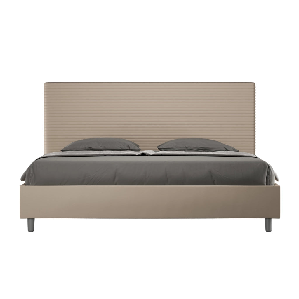 BS COM Letto contenitore imbottito 180x200 similpelle tortora