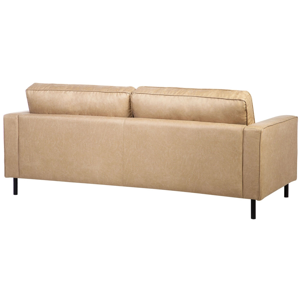 Set Divani Beige Ecopelle Divano 3 Posti Poltrona Minimalista Moderno
