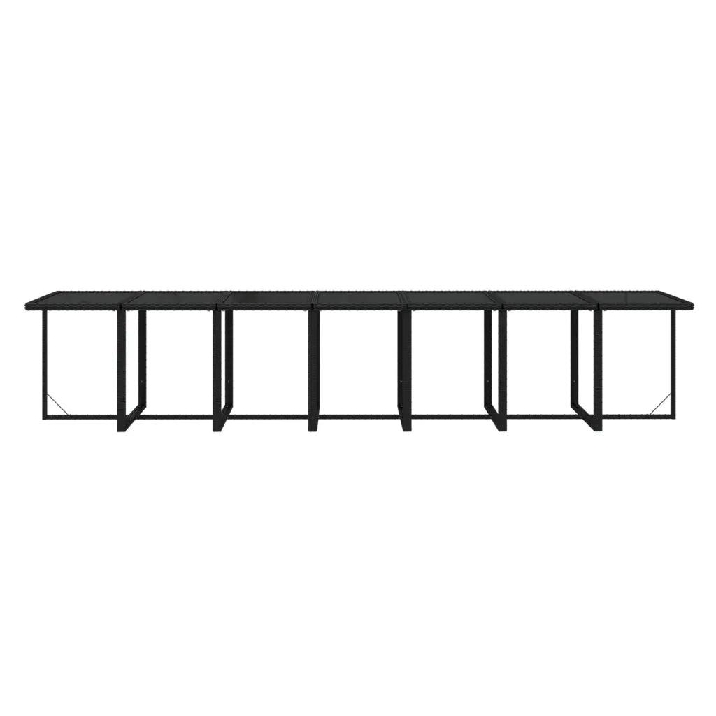 Set da Pranzo per Giardino 19 pz con Cuscini in Polyrattan Nero 3095640
