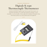 Termometro a Thermocoppia K-tipo Digitale con Prova - Display LCD per Misurazioni di Gas e Liquidi