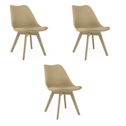 Set di 3 Sedie Mark in Polipropilene e Similpelle Beige