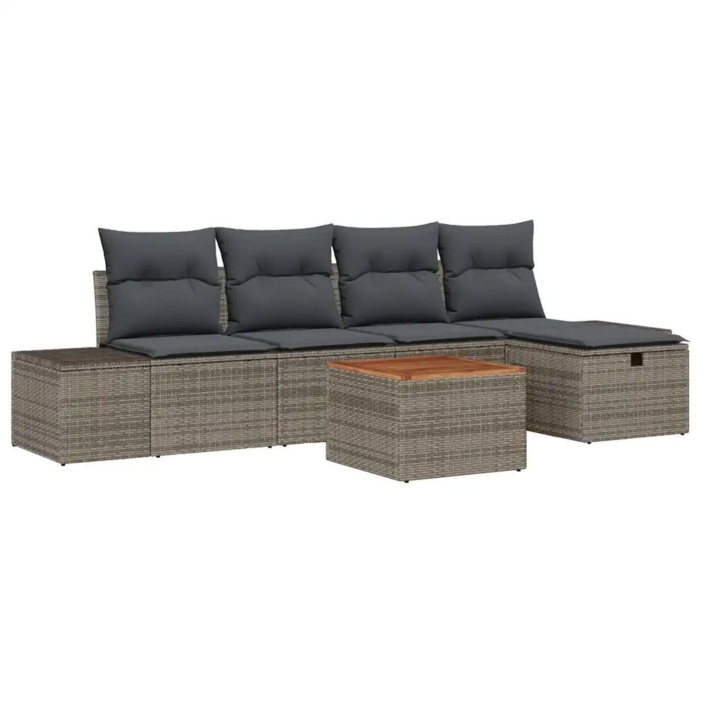 Set Divano da Giardino con cuscino 6 pcs Grigio polyrattan 3359587