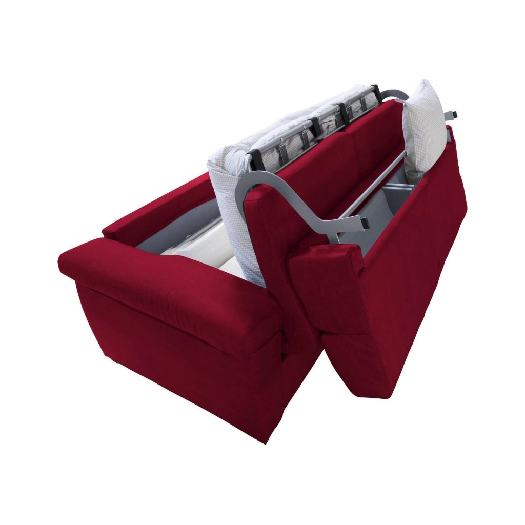 Seui, Divano Letto 2 Posti Sfoderabile Made in Italy, 185x95 cm Rosso