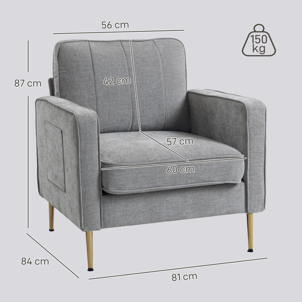 Poltrona in tessuto con tasche laterali ¨C Minimal ¨C grigio