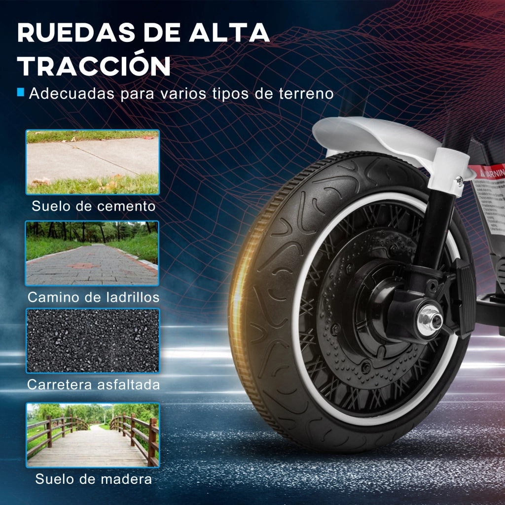 Moto Elettrica per Bambini 18-36 Mesi ¨C Xylo ¨C Batteria 6V Bianco con Ruote Ausiliarie