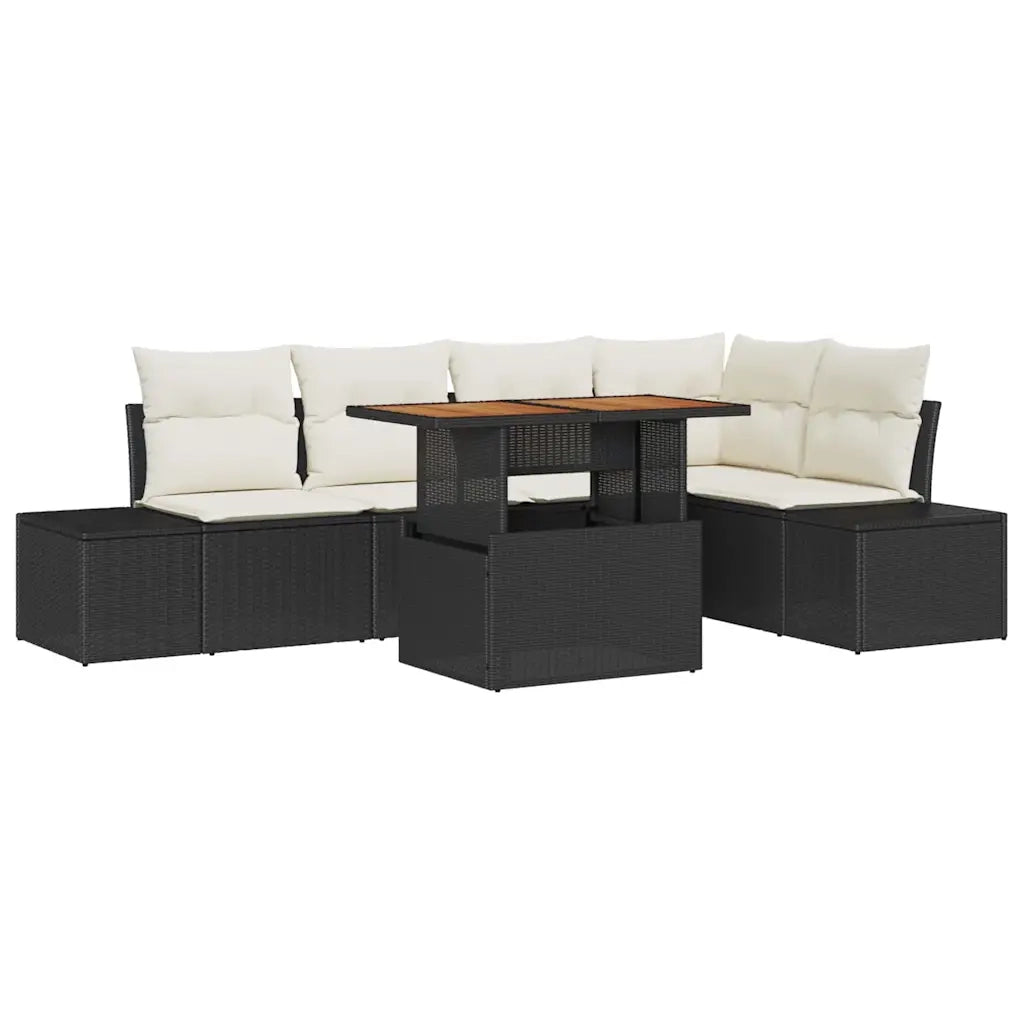 Set da Pranzo per Giardino con cuscino 6 pcs Nero e Crema 3349963
