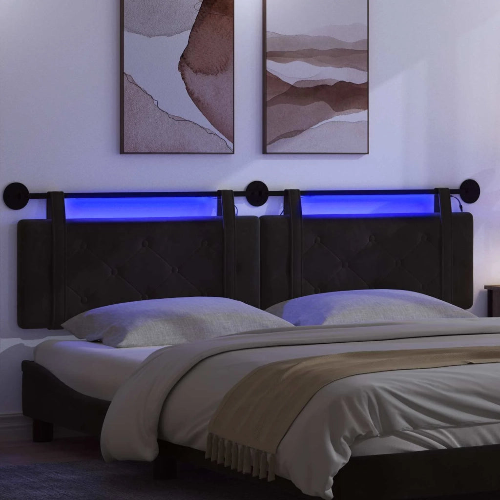 Testiera sospesa Con luce LED Nero Velluto 3424251