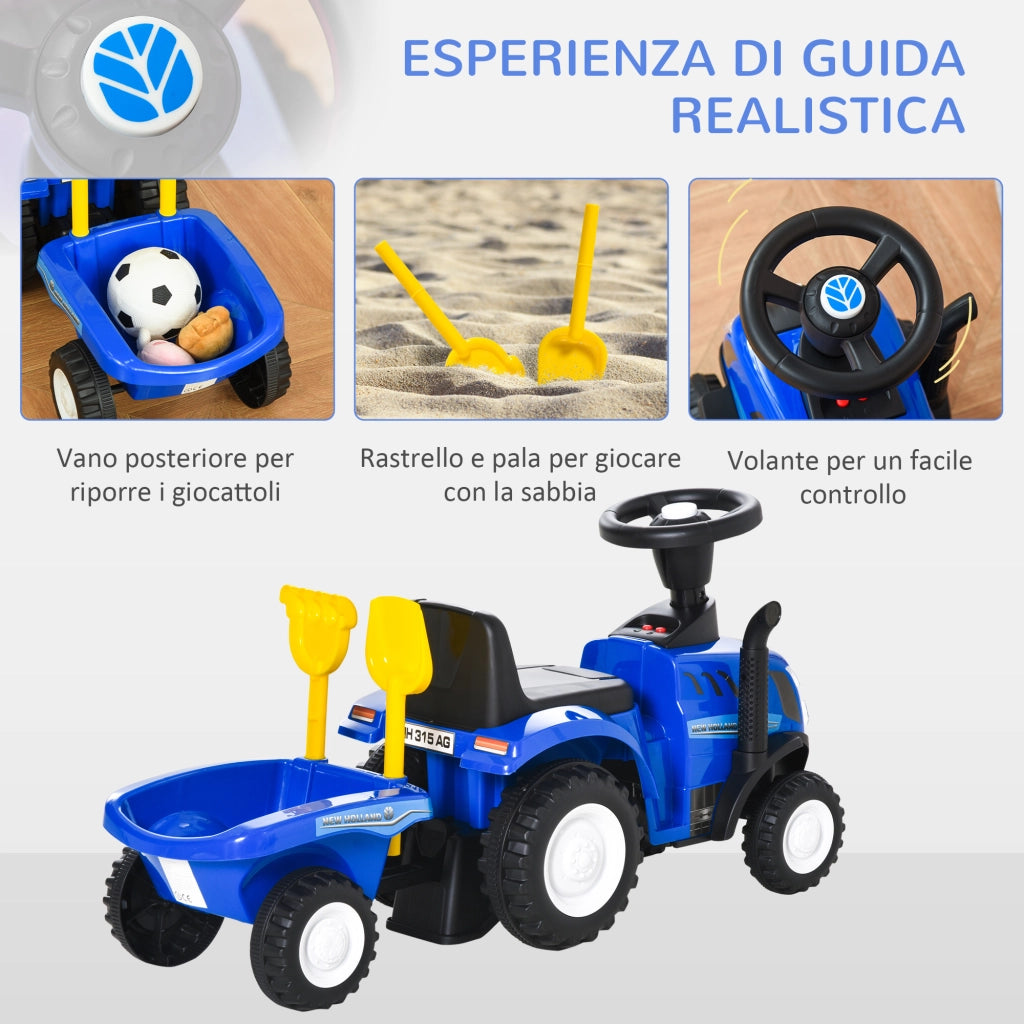 Trattore Cavalcabile per Bambini con Rimorchio ¨C Minimal ¨C Blu 91x29x44cm