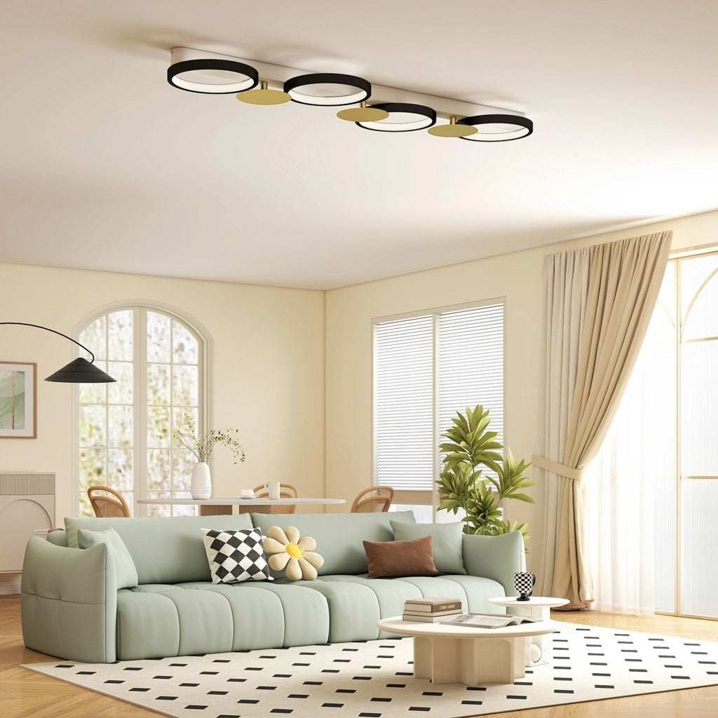 Plafoniera LED 38W 1500LM ¨C Xylo ¨C Dimmerabile 3000K-6500K con Telecomando Nero Oro