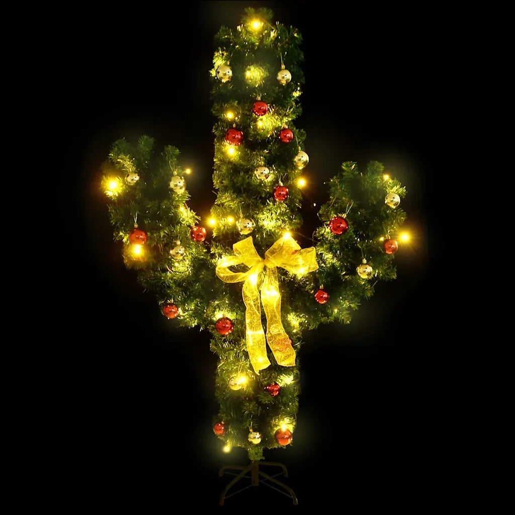 Cactus di Natale con Base e LED Verde 180 cm PVC 344656