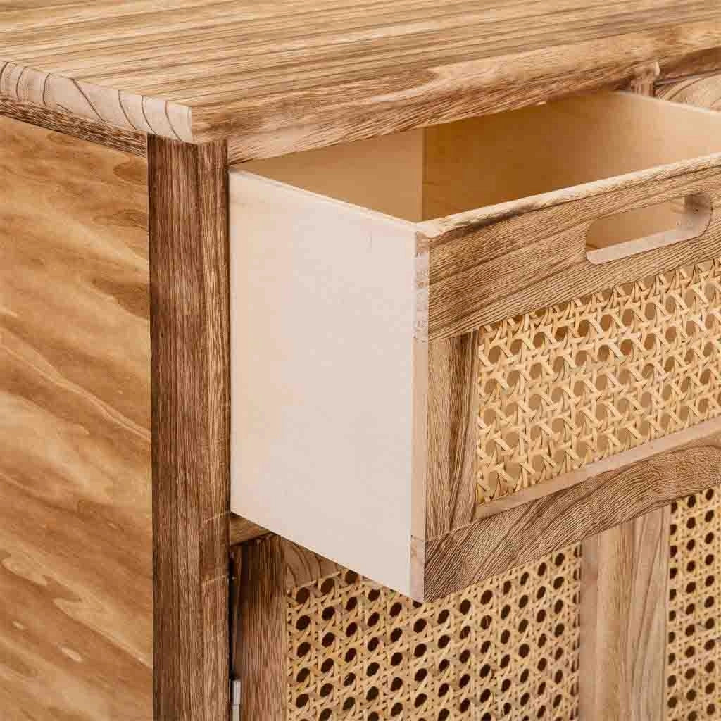 Credenza in legno e rete marrone 86x33x78,5h