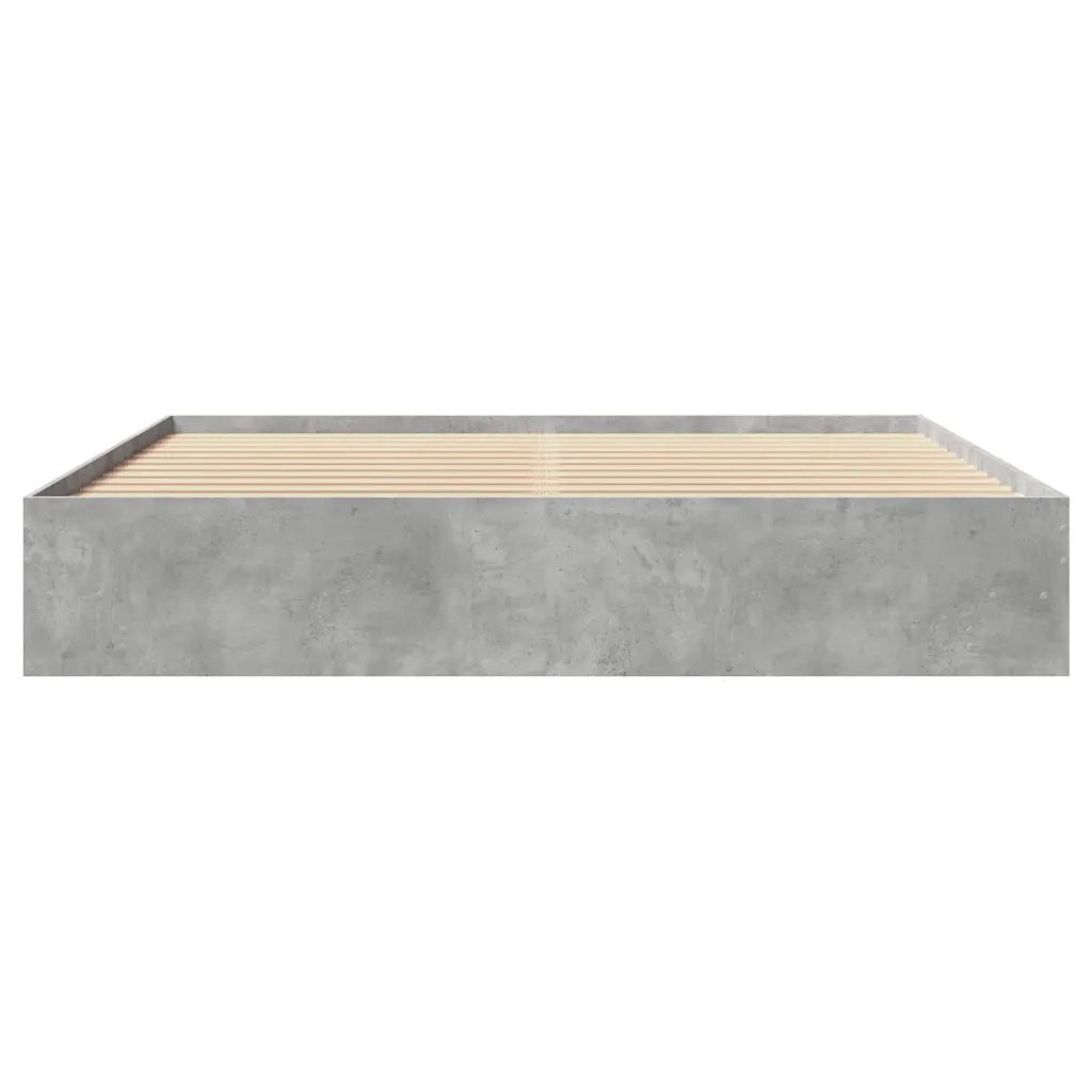 Letto matrimoniale | Letto per adulti | Giroletto Grigio Cemento 200x200 cm in Legno Multistrato