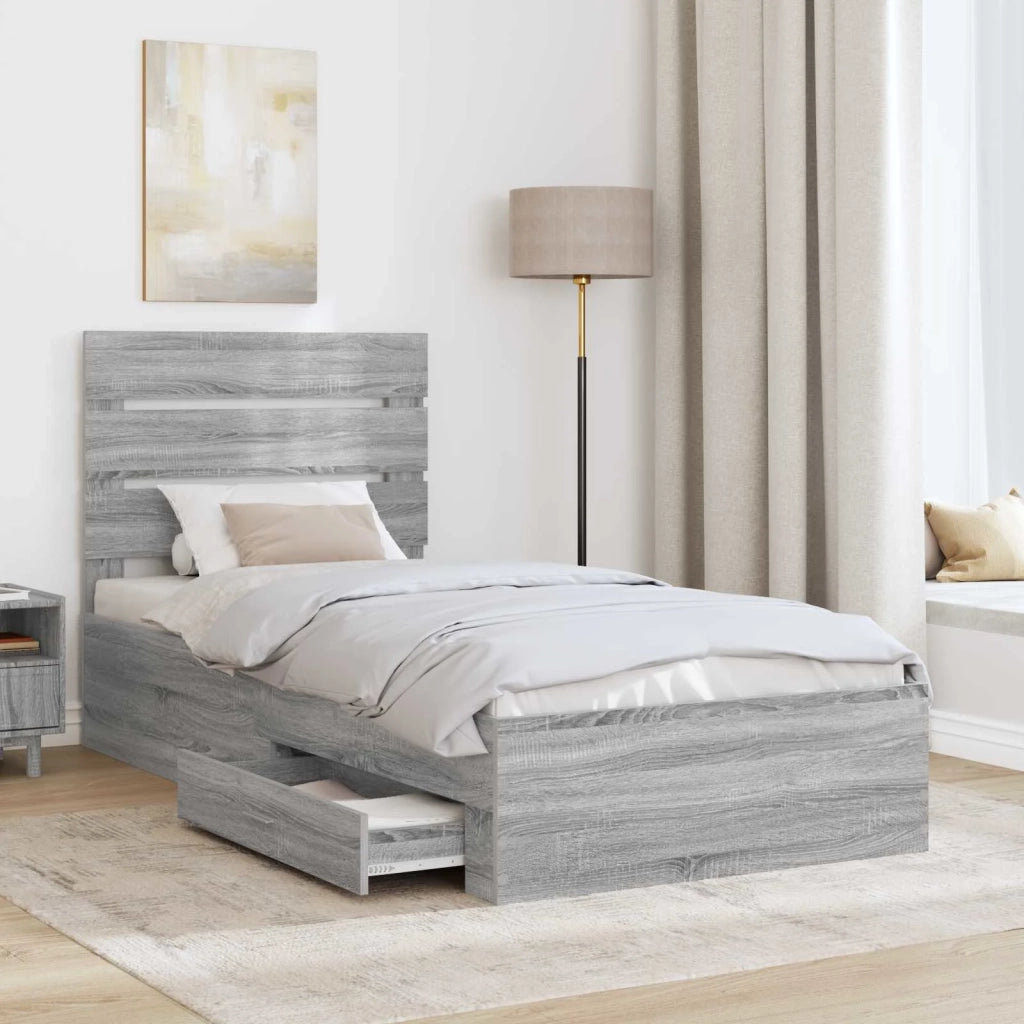 Struttura del letto-Giroletto Grigio Sonoma e Argento 75 x 190 cm 495834
