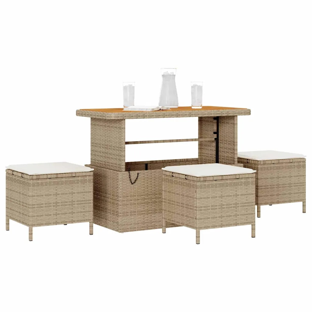 Set da Pranzo per Giardino Beige polyrattan 42007923