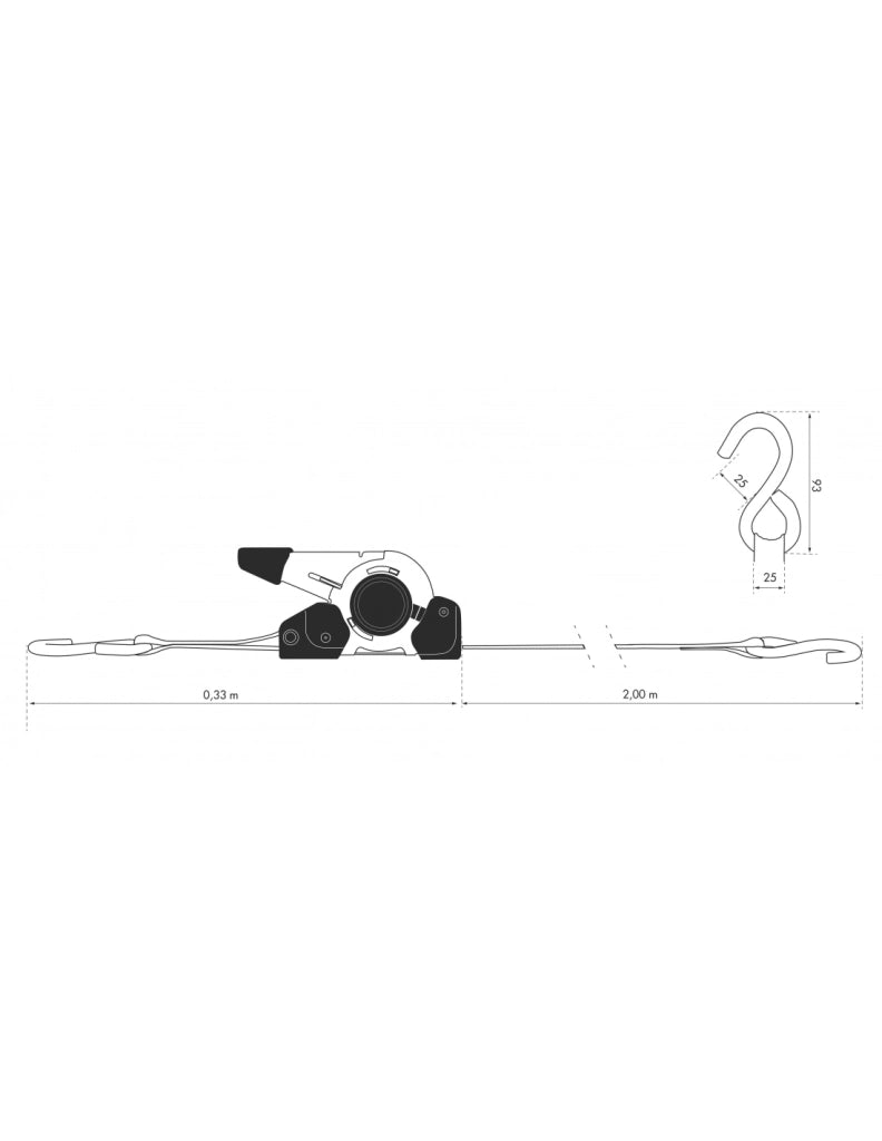 Cinghia di serraggio 3,5 m con cricchetto automatico, gialla, 25 mm – THIRARD