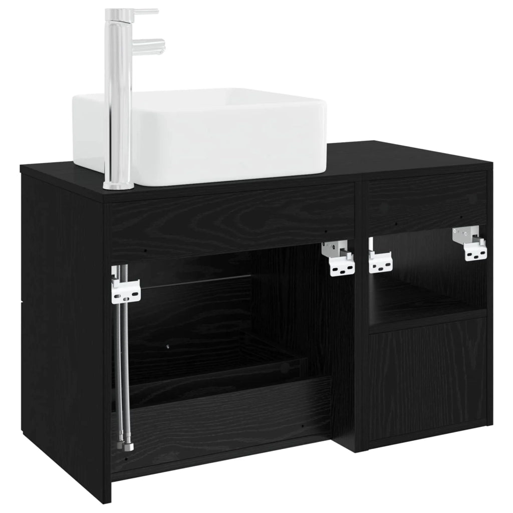 Set di mobili per il bagno 2 pcs Rovere Nero 3403897