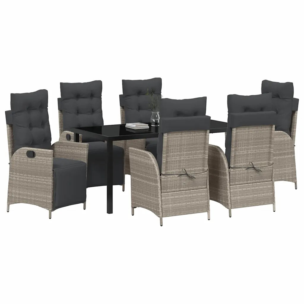 Set da Pranzo per Giardino 7 pcs Grigio chiaro polyrattan