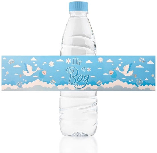 Etichette per Bambino - Etichette per Flessi - Etichette per Festa di Benvenuto - Etichette per Sesso - 48 Stuks - Blu - Materiale Duraturo - Design Unico - Adesivi per Flessi