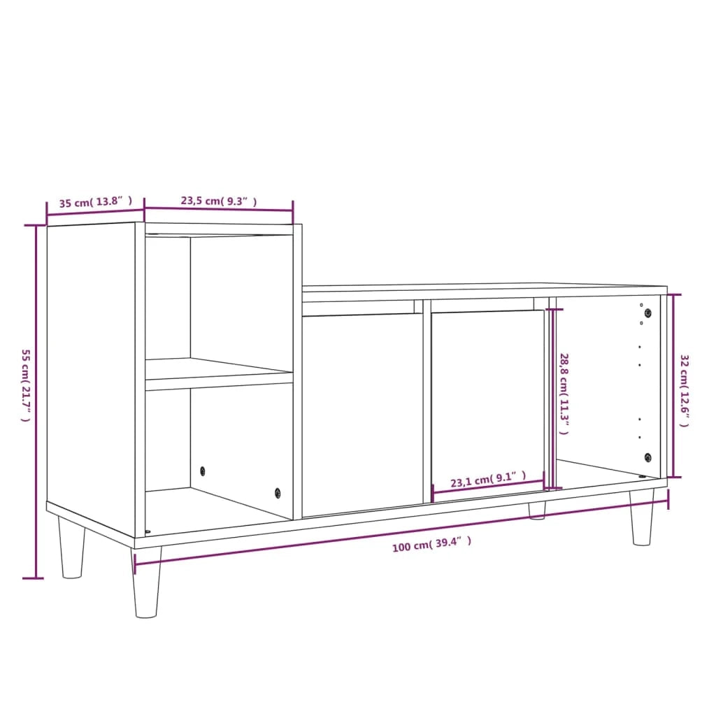 Mobile TV multimediale mensola TV credenza TV per sala da pranzo soggiorno camera da letto 100 x 35 x 55 cm legno ingegnerizzato grigio 02_0025512