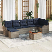 Set Divano da Giardino 8 pz Grigio polyrattan 3347486
